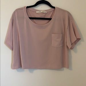 Pink Cropped Front Pocket Top